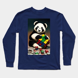 Panda Playing Rubik 9 Long Sleeve T-Shirt